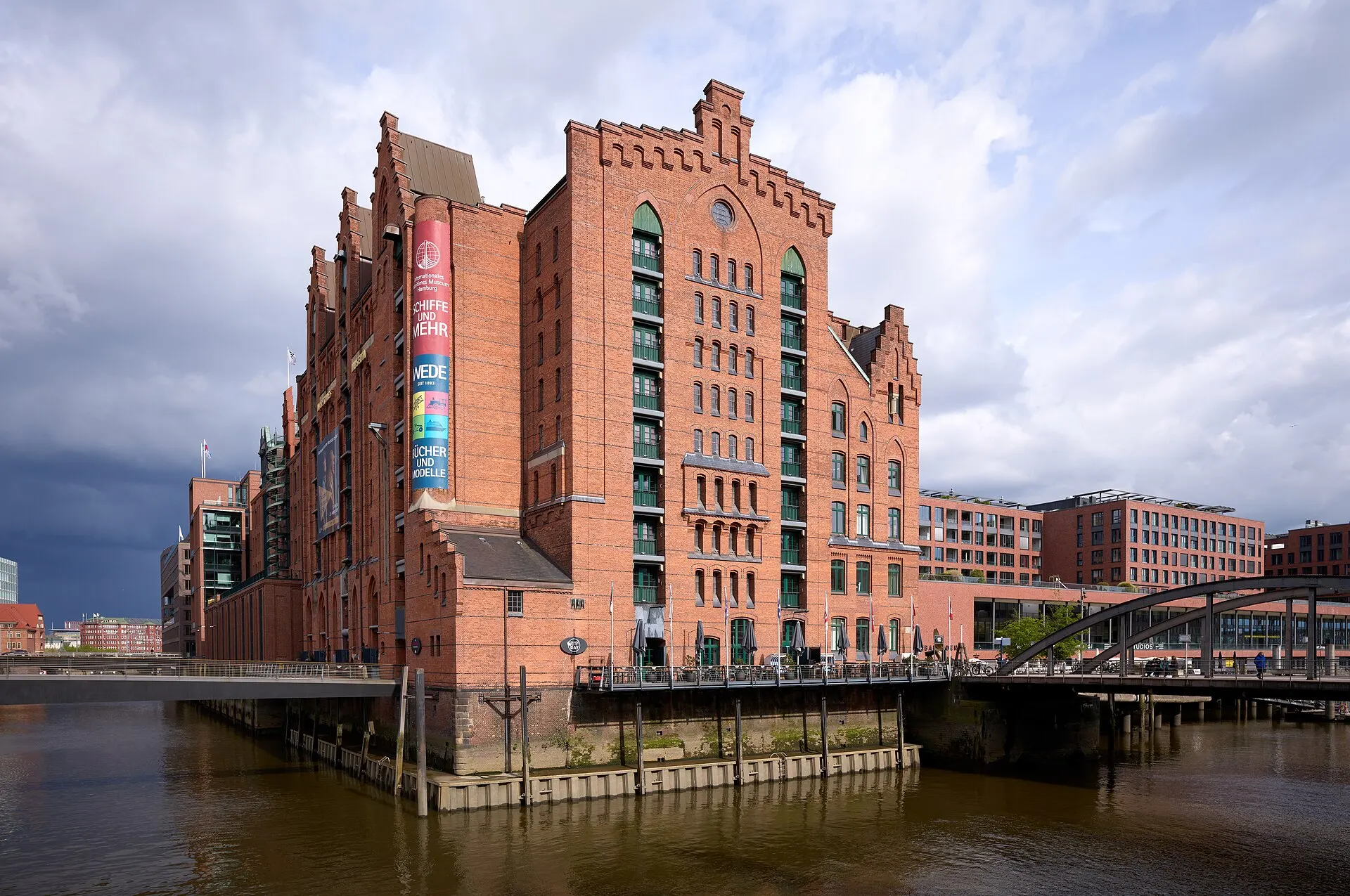 View of the former warehouse “Kaispeicher B” in Hamburg, Germany. The building is one of the oldest preserved warehouse structures in the Port of Hamburg and is now home to the International Maritime Museum Hamburg.